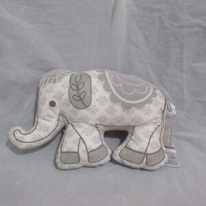 Levtex Baby Ely Plush Embroidered Elephant Accent Pillow 11" x 15" Gray/White